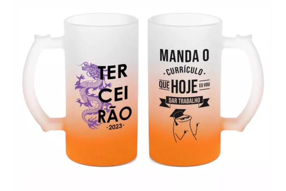 Caneca de Chopp -Vidro Jateada Degrade